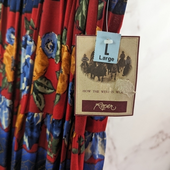 Vintage Roper Skirt Set Womens Large Button Midi Maxi Prairie Floral Western - Picture 10 of 16